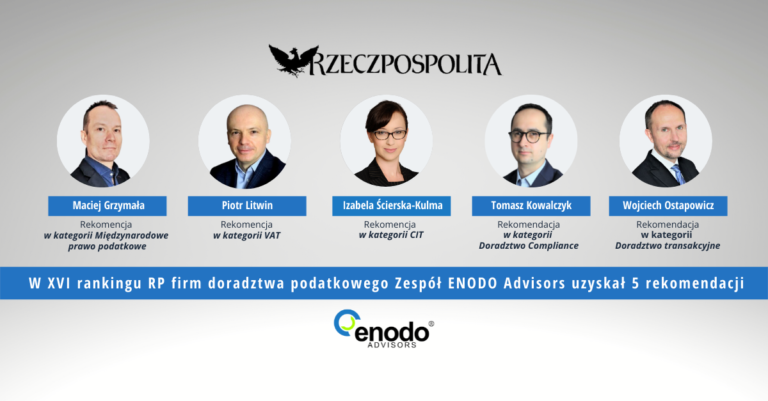 Zespół Enodo Advisors w gronie najlepszych doradców podatkowych w Polsce
