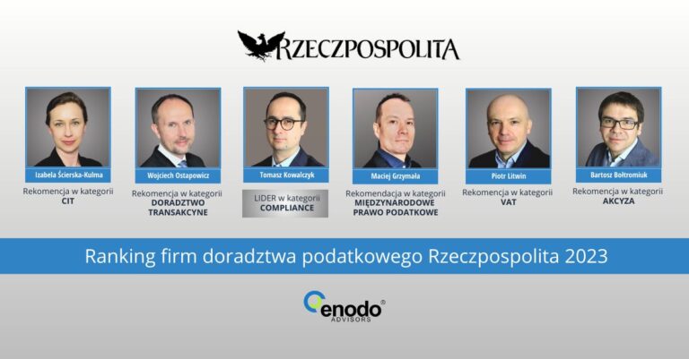 Lider i 5 rekomendacji: ENODO Advisors w rankingu firm doradztwa podatkowego