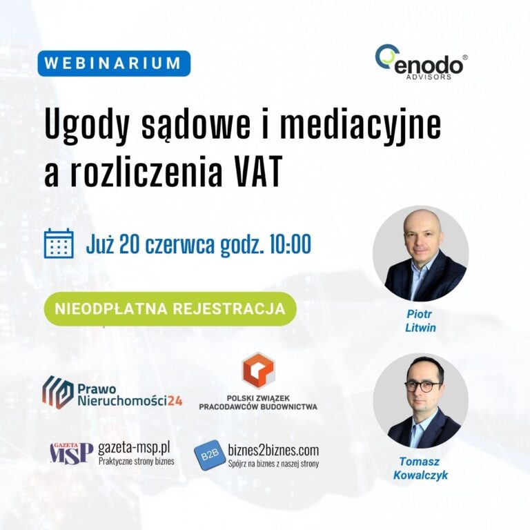 Wypłata odszkodowania na podstawie ugody jednak z VAT ENODO Advisors