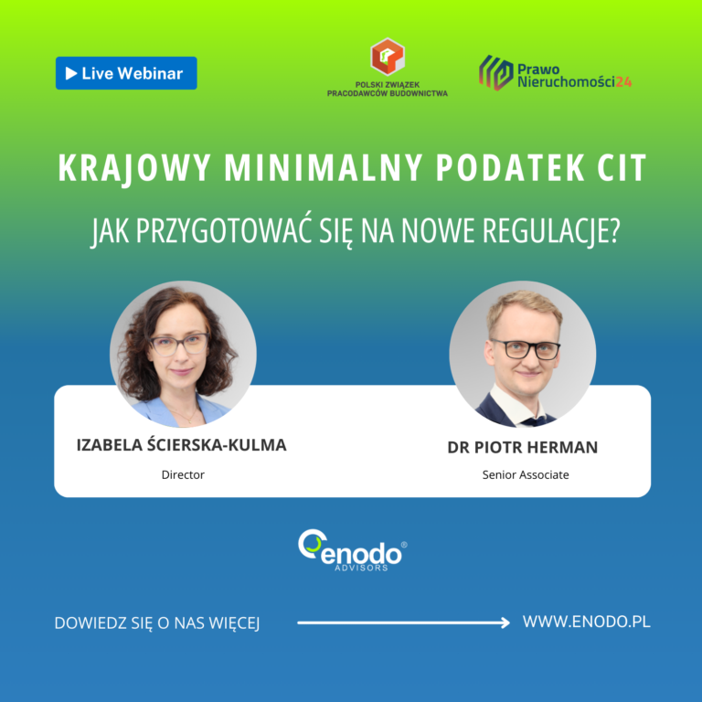 Webinar o krajowym minimalnym podatku CIT – kluczowe informacje dla przedsiębiorców ENODO Advisors