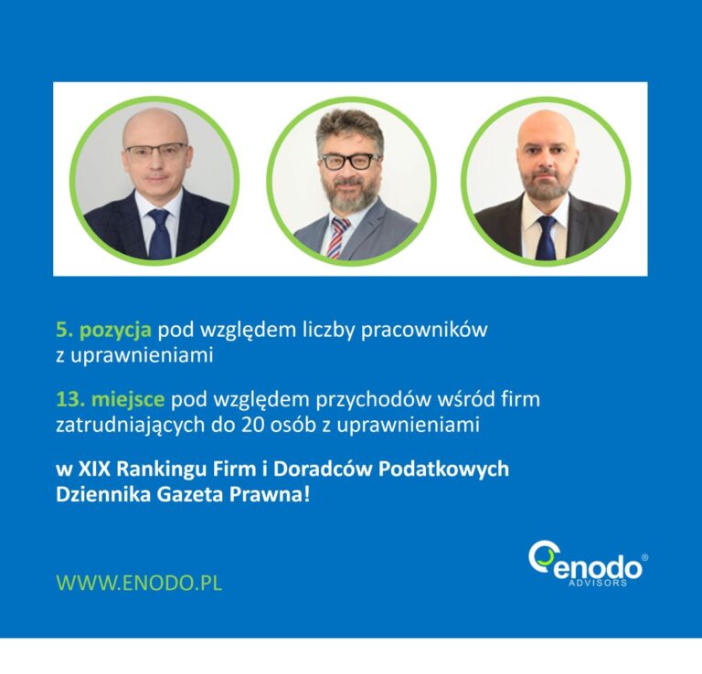 ENODO Advisors wśród najlepszych firm doradztwa podatkowego według Dziennika Gazety Prawnej